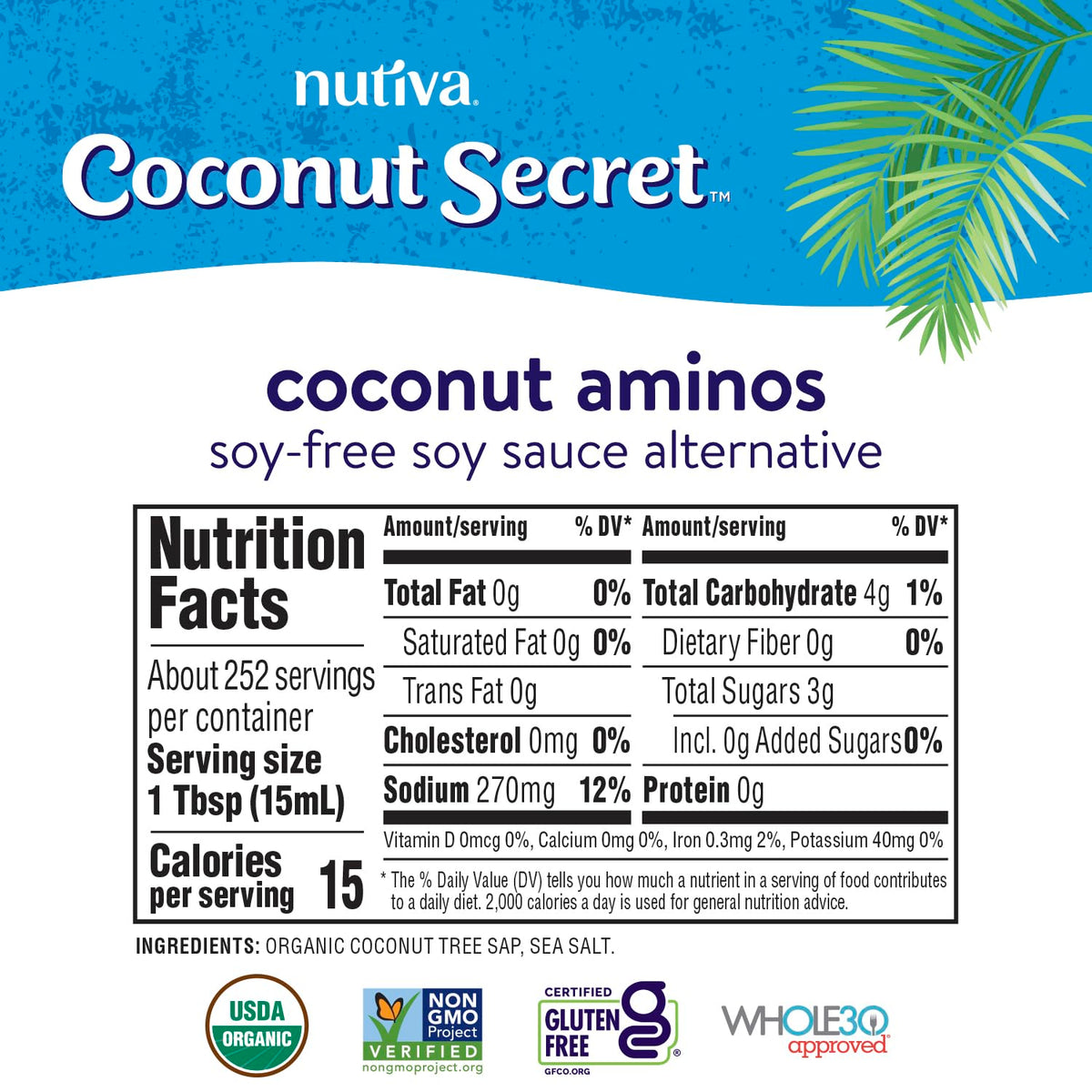 Nutiva Coconut Secret Coconut Aminos - 128 oz | Low-Sodium Organic Gluten-Free Soy Sauce Alternative