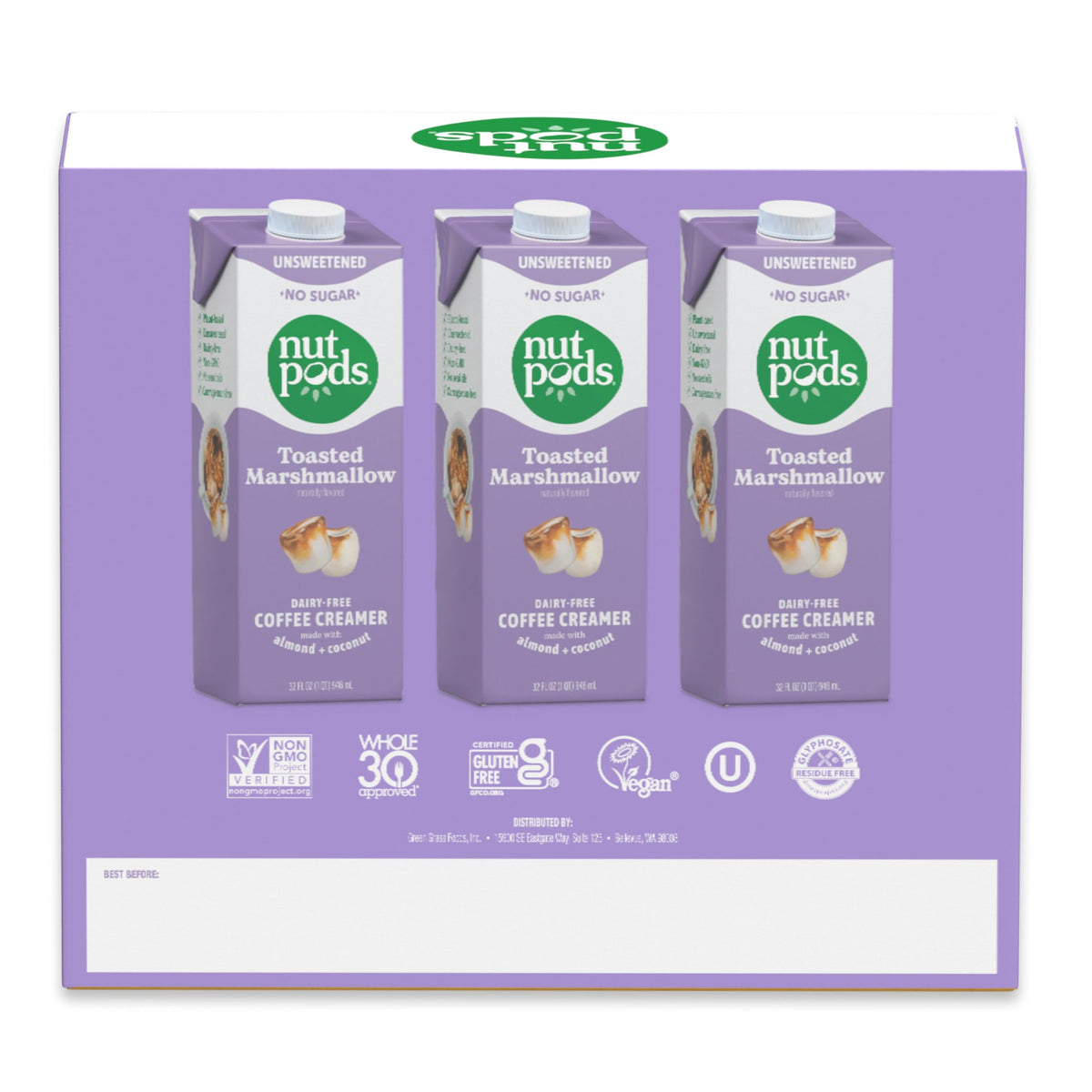 nutpods Unsweetened Toasted Marshmallow Dairy-Free Coffee Creamer – 32oz 3-Pack