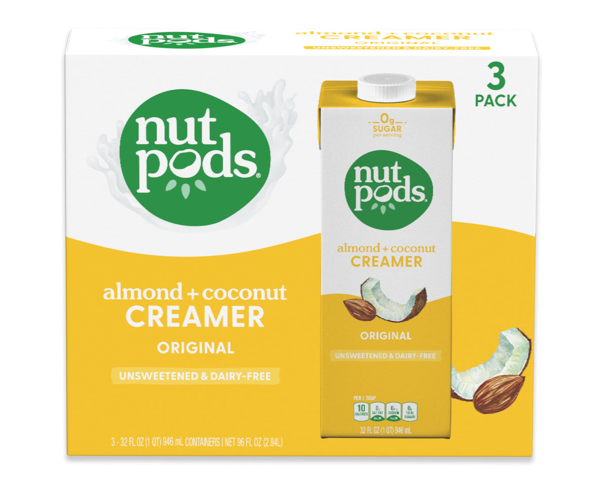 nutpods Original Unsweetened Dairy-Free Coffee Creamer – 32oz (3-Pack)