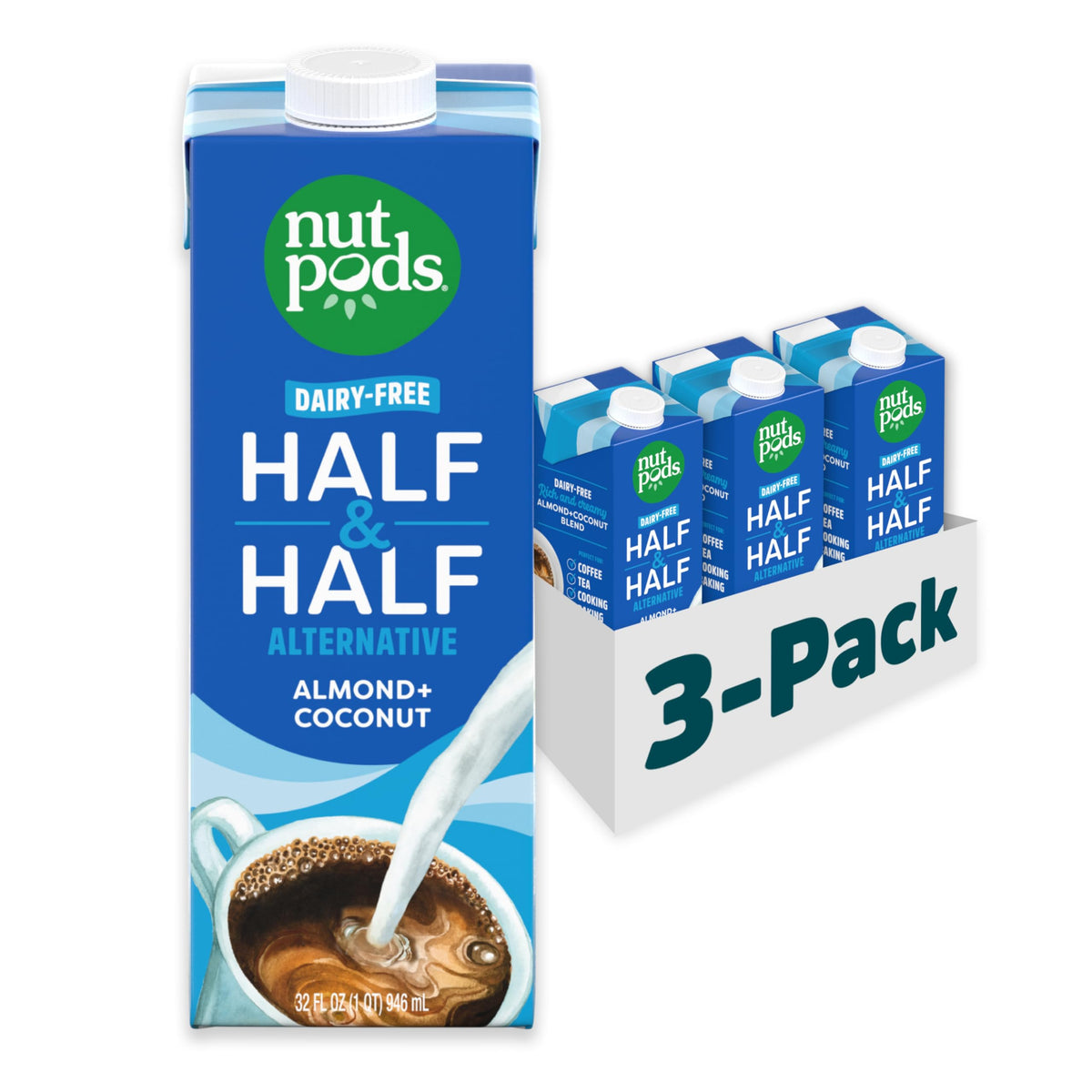 nutpods Unsweetened Half & Half Dairy-Free Coffee Creamer - Zero Sugar