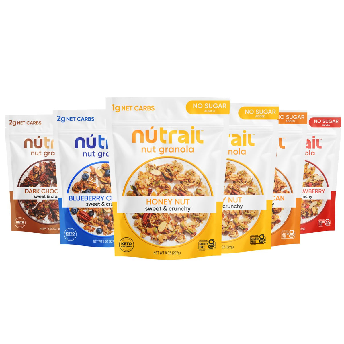 NuTrail Nut Granola Variety Pack No Sugar Added Gluten Free Grain Free Keto Low Carb 6 x 8 oz