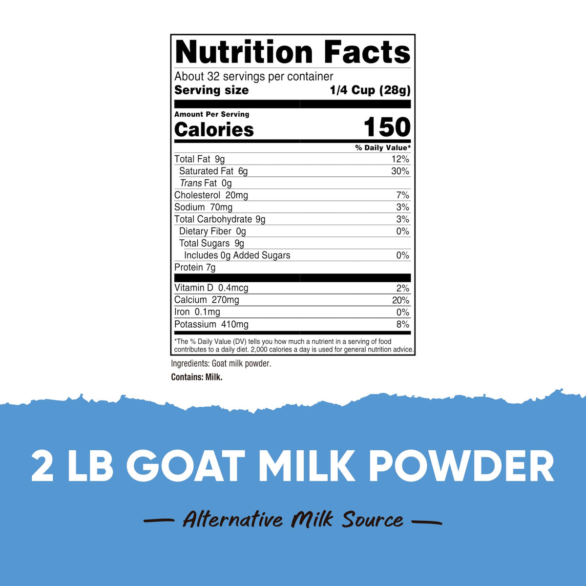 Nutricost Goat Milk Powder 2 lb Unflavored – Gluten-Free, Non-GMO, GMP-Certified