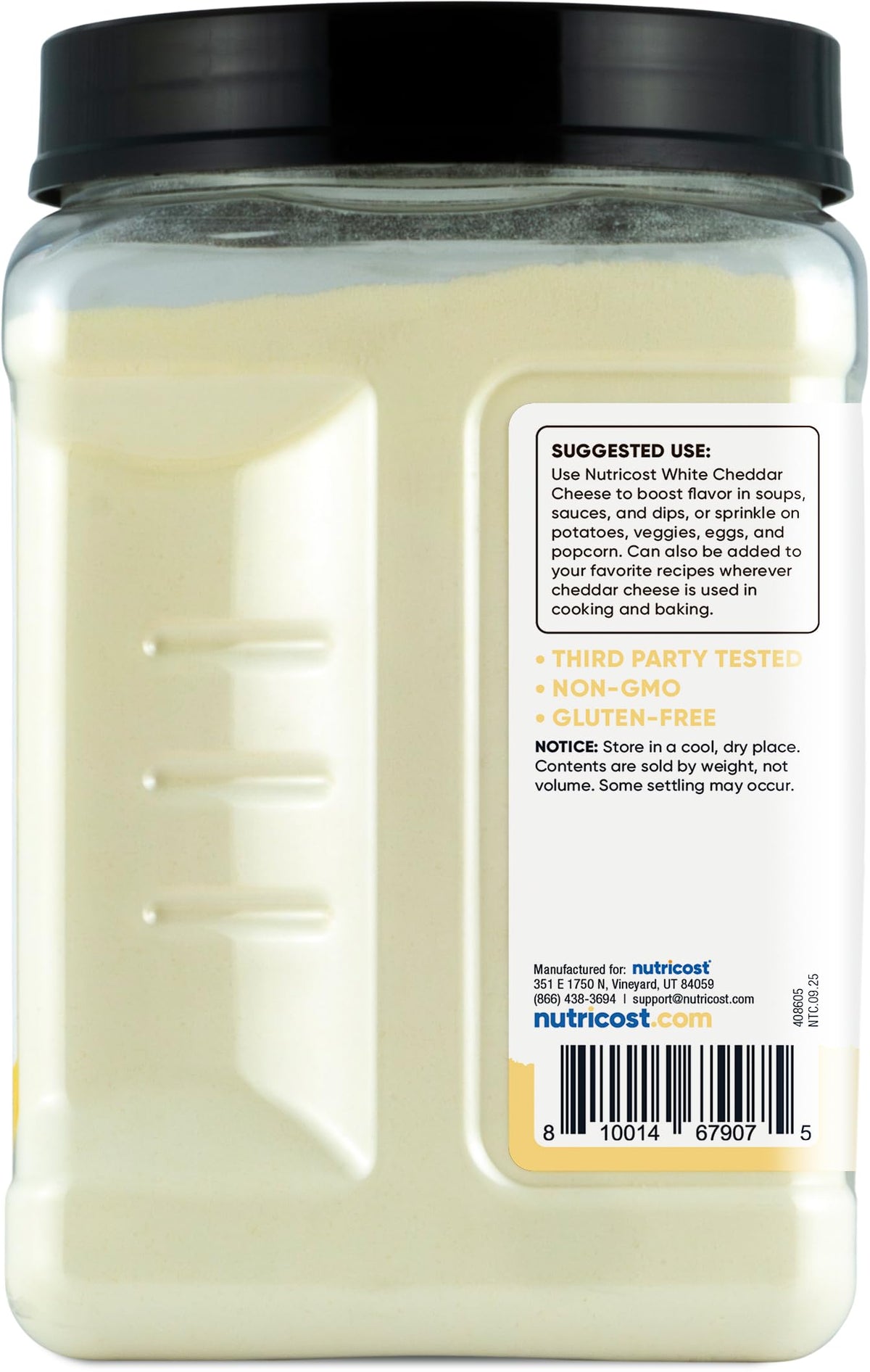 Nutricost Pantry White Cheddar Cheese Powder – 2.5 lb Bottle | Real Cheese Flavor for Cooking, Baking, Popcorn & More