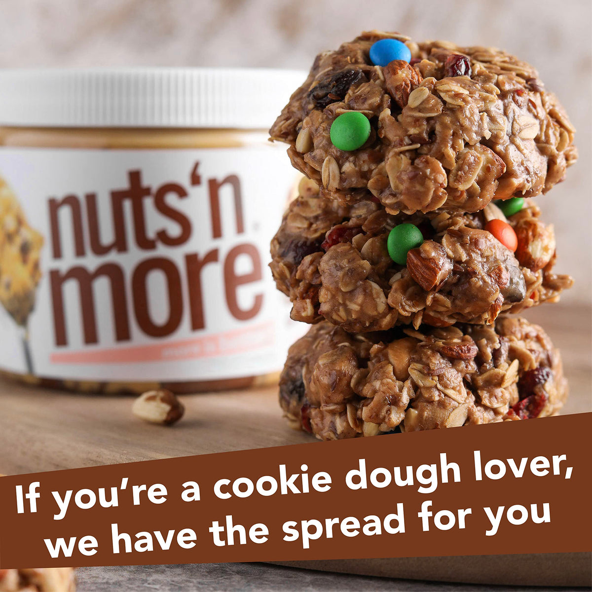 Nuts N More Chocolate Chip Cookie Dough Peanut Butter Spread – 9g Protein, Low Sugar, Gluten Free (15oz)