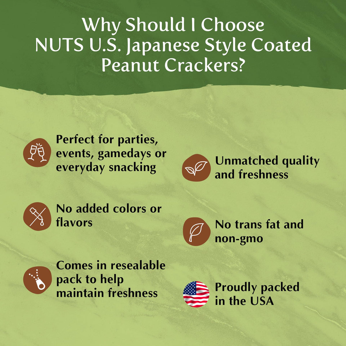 NUTS U.S. Japanese Style Coated Peanuts Crackers – Original Flavor | No Trans Fat & Non-GMO | 3 LBS
