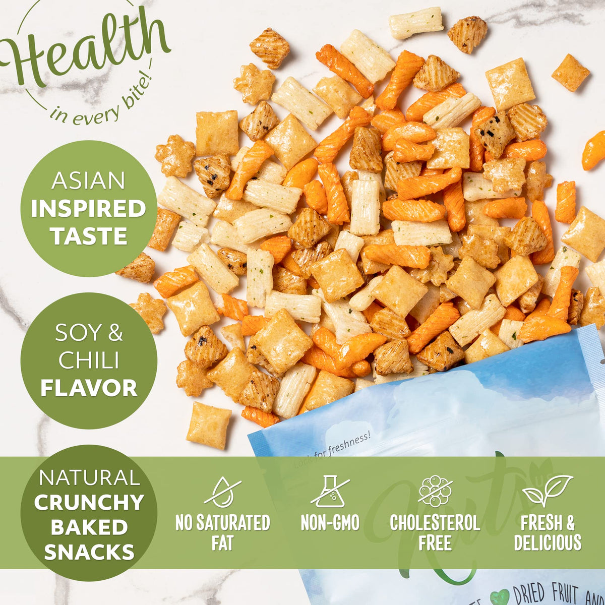 NUTS U.S. Oriental Rice Crackers – No Artificial Colors, Crunchy & Natural, Resealable Bag (4 LBS)