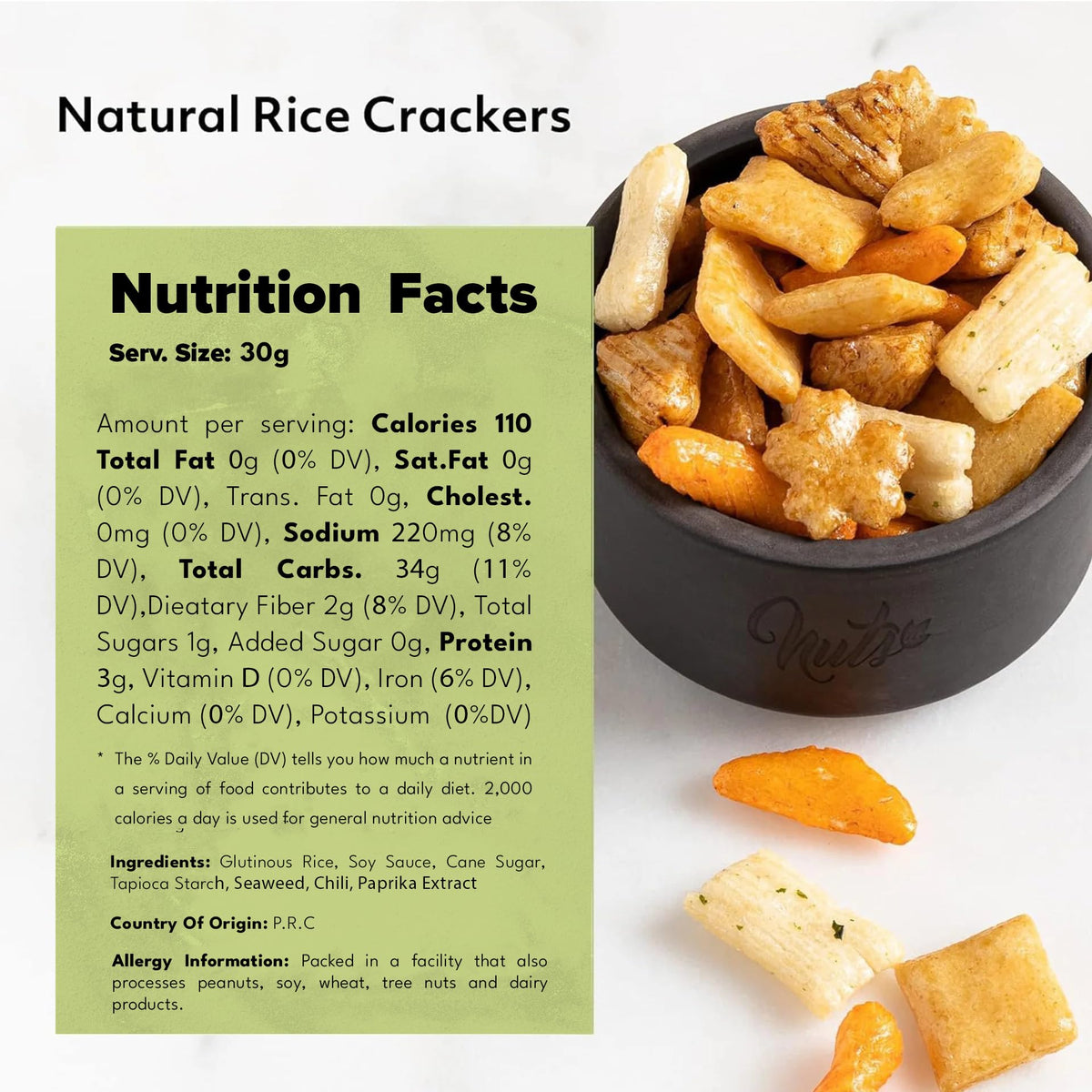NUTS U.S. Oriental Rice Crackers – No Artificial Colors, Crunchy & Natural, Resealable Bag (4 LBS)