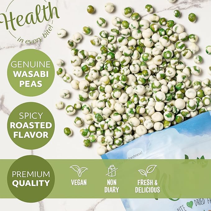 NUTS U.S. Wasabi-Coated Green Peas – Vegan, Premium Quality Crunchy & Spicy Snack (3 LBS)