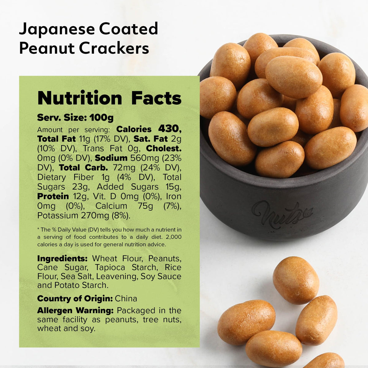 NUTS U.S. Japanese Style Coated Peanuts Crackers – Original Flavor | No Trans Fat & Non-GMO | 3 LBS