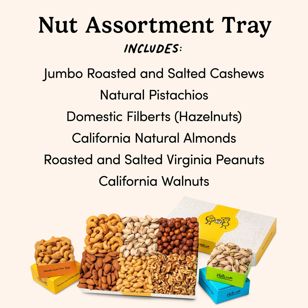 Nuts.com Nuts Assortment Tray – 2 lb Mixed Nut Sampler Gift Box