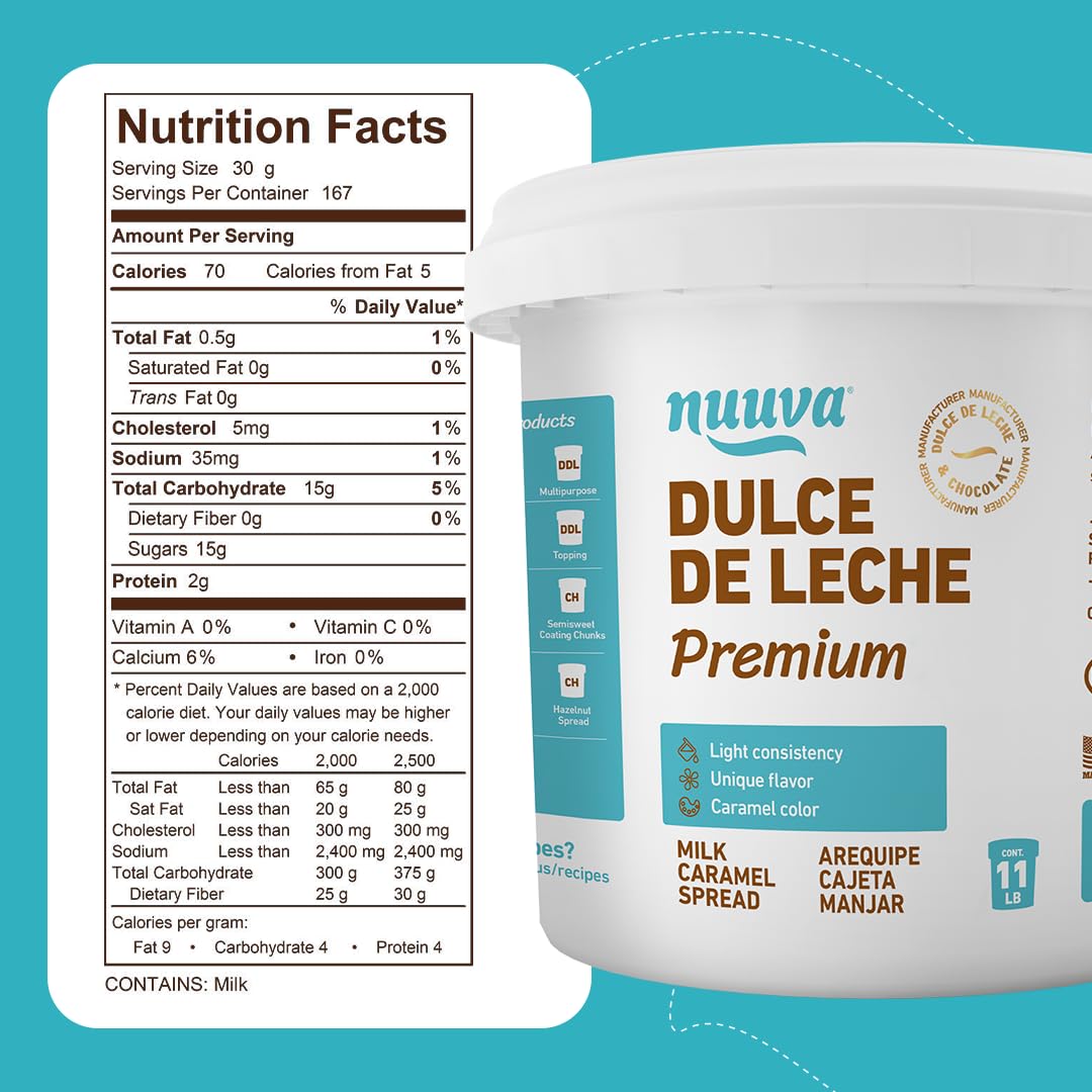 Nuuva Foods Premium Dulce de Leche – Authentic Creamy Caramel Spread for Desserts, Baking & Spreads (5 lbs)