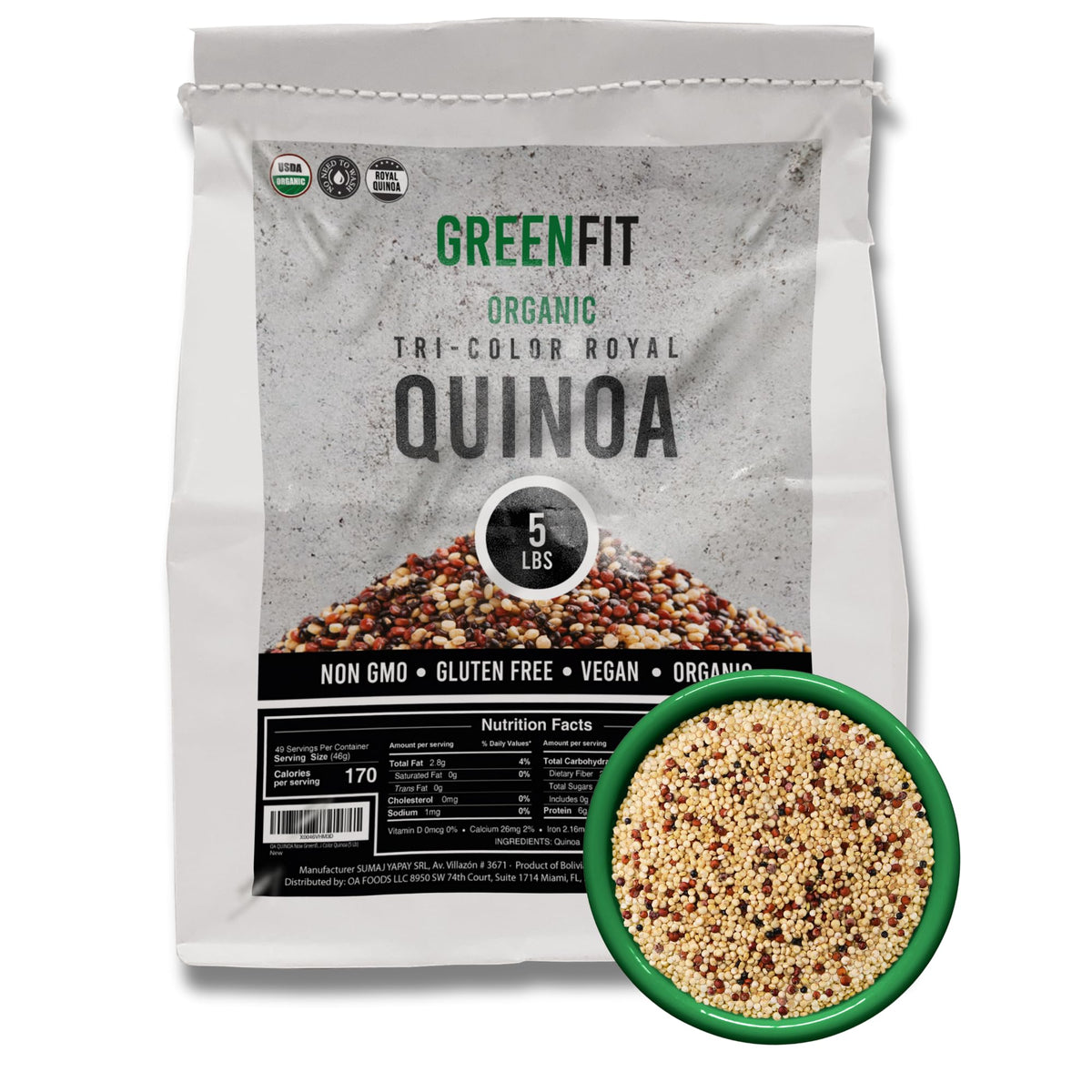 OA QUINOA Now Greenfit Royal Organic Tri-Color Quinoa 5 lb