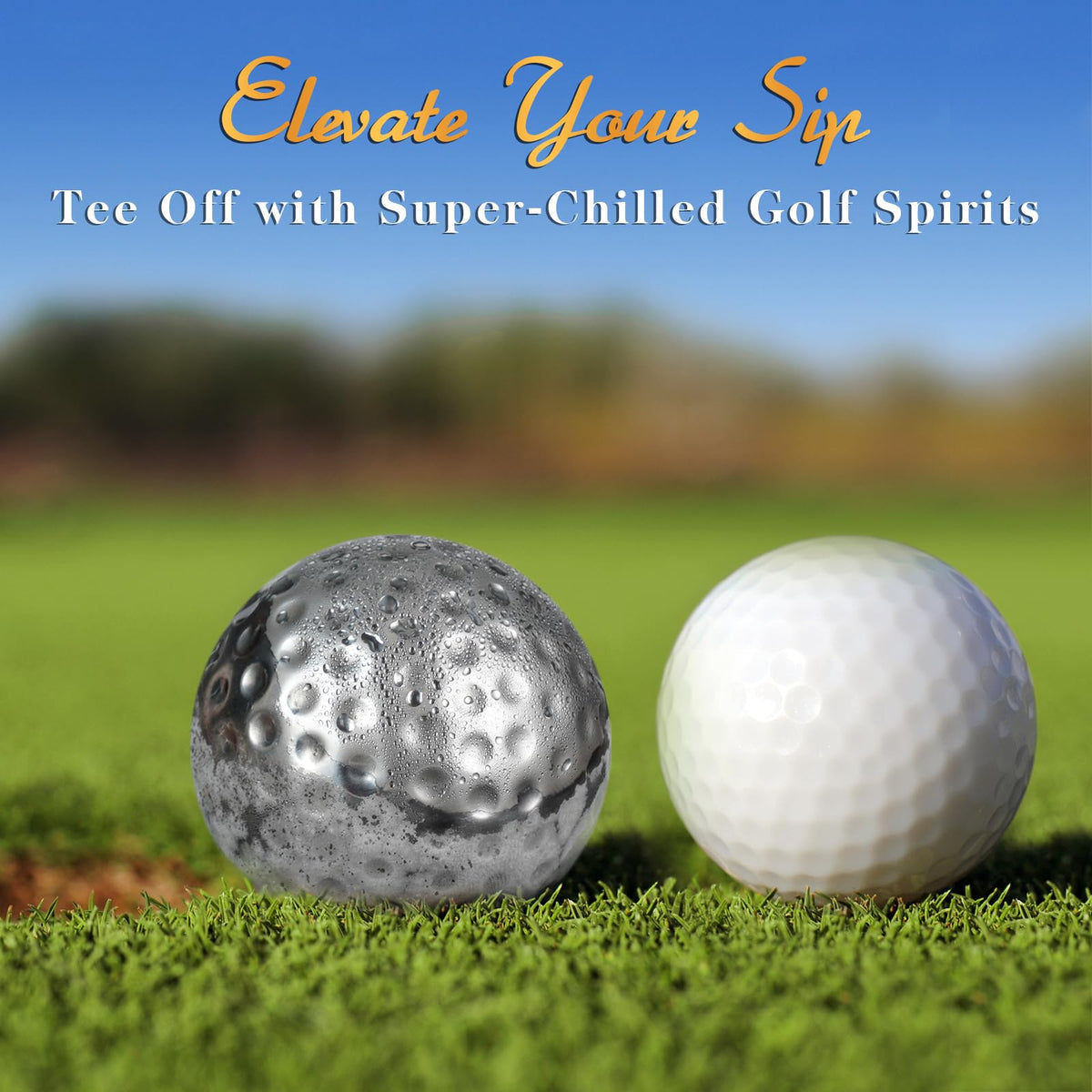 Oaksea Golf Ball Whiskey Stones Gift Set for Men – Engraved Box & Cocktail Cards