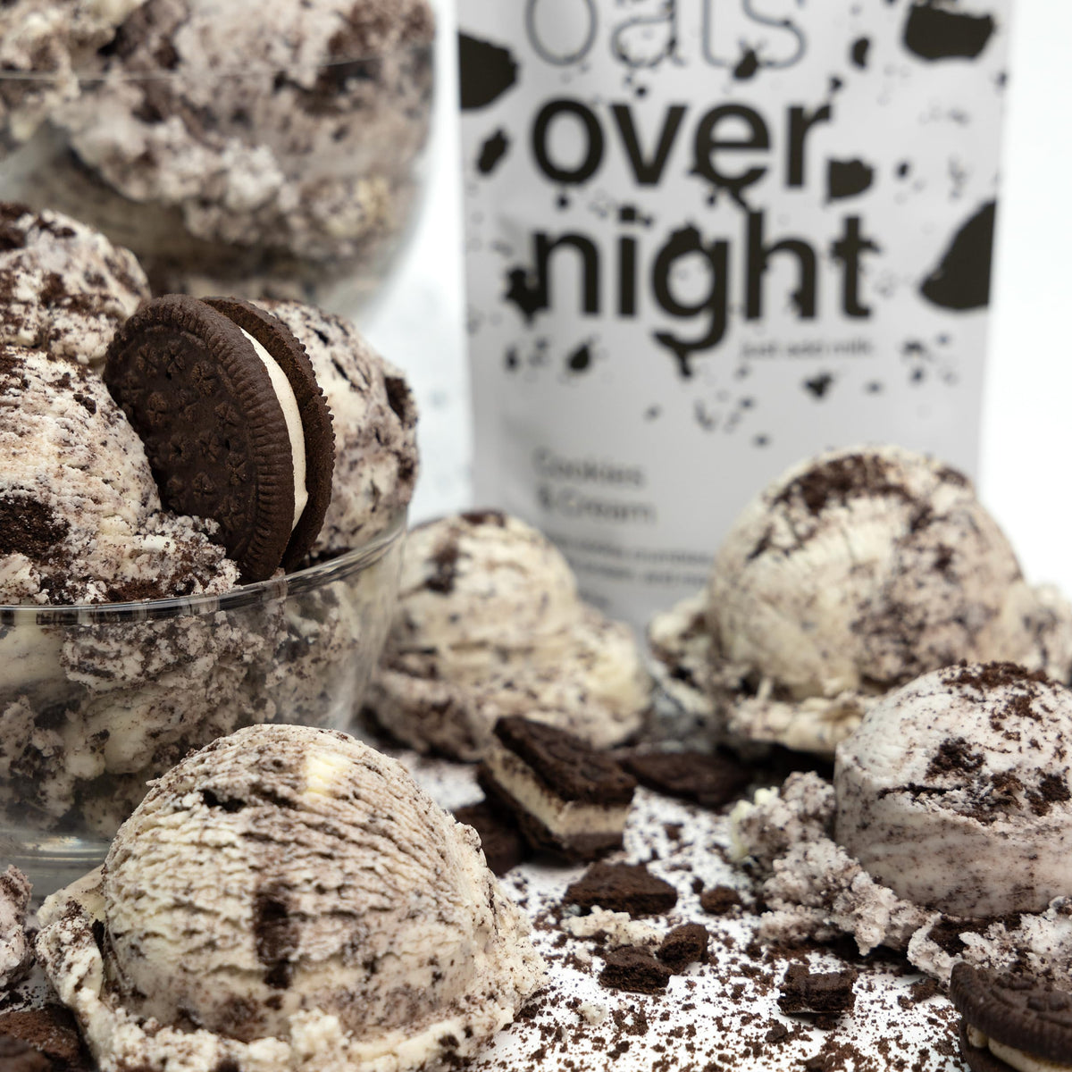 Oats Overnight Cookies & Cream – 20g Protein Overnight Oats (8 Pack), Gluten Free