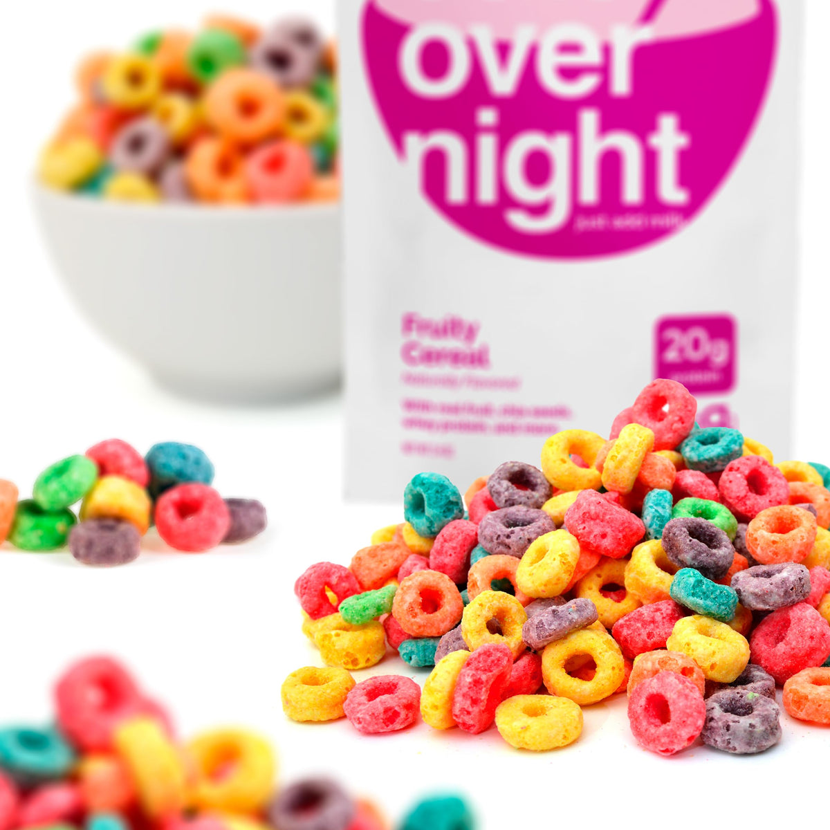 Oats Overnight Fruity Cereal – 20g Protein Overnight Oats, Gluten Free, Non-GMO (8 Pack)
