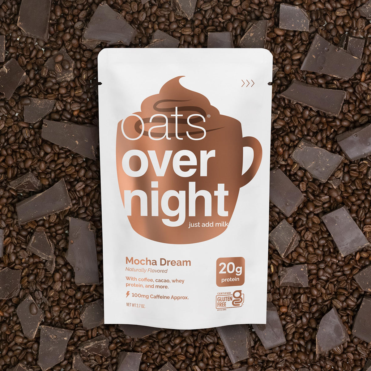 Oats Overnight Mocha Dream – 20g Protein, 6g Fiber, 100mg Caffeine, Gluten Free (8 Pack)