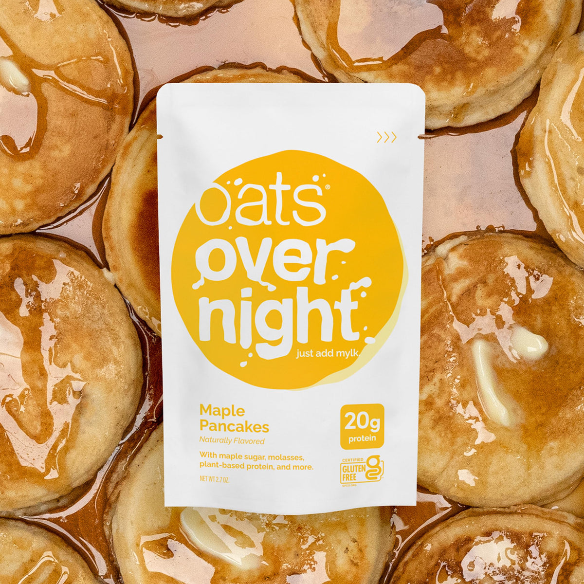 Oats Overnight Maple Pancakes – Vegan 20g Protein, High Fiber Breakfast Shake (Gluten Free, Non-GMO) – 8 Pack