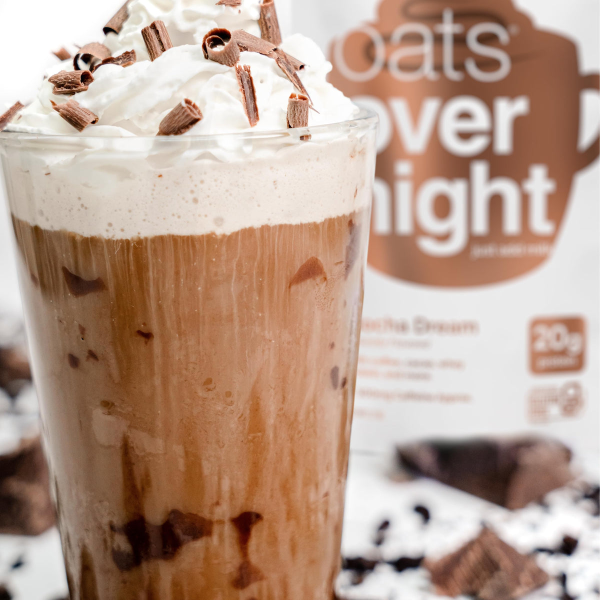 Oats Overnight Mocha Dream – 20g Protein, 6g Fiber, 100mg Caffeine, Gluten Free (8 Pack)