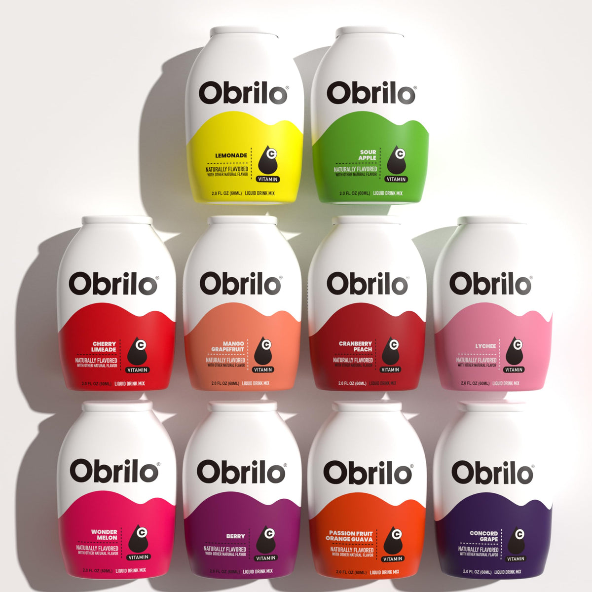 Obrilo Water Enhancer Drops - Zero Sugar, Dye Free, Naturally Flavored (2.0 fl oz x 10 Bottles)