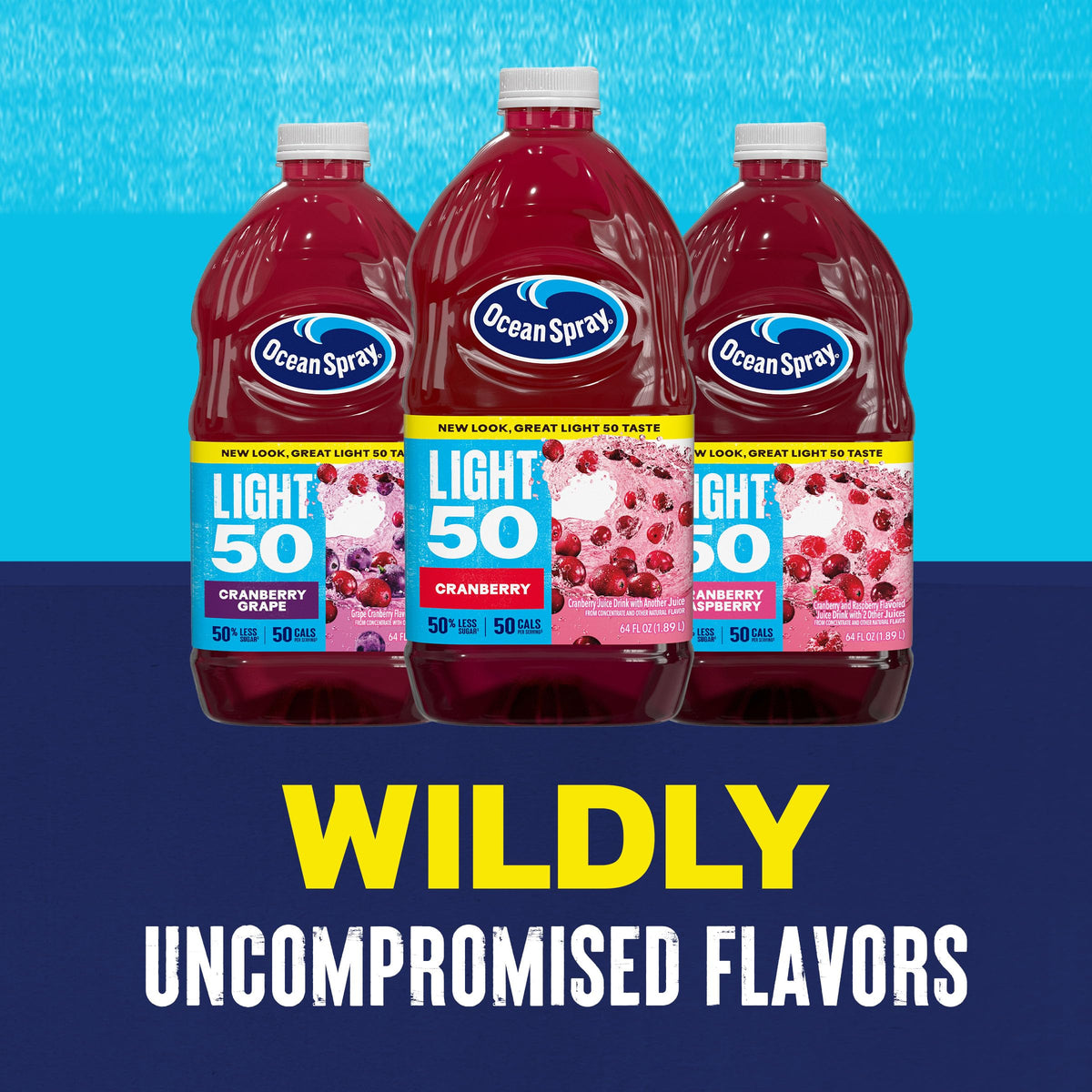 Ocean Spray Cran50 Cranberry Grape Juice Drink – 64 Fl Oz Bottle (Pack of 8)