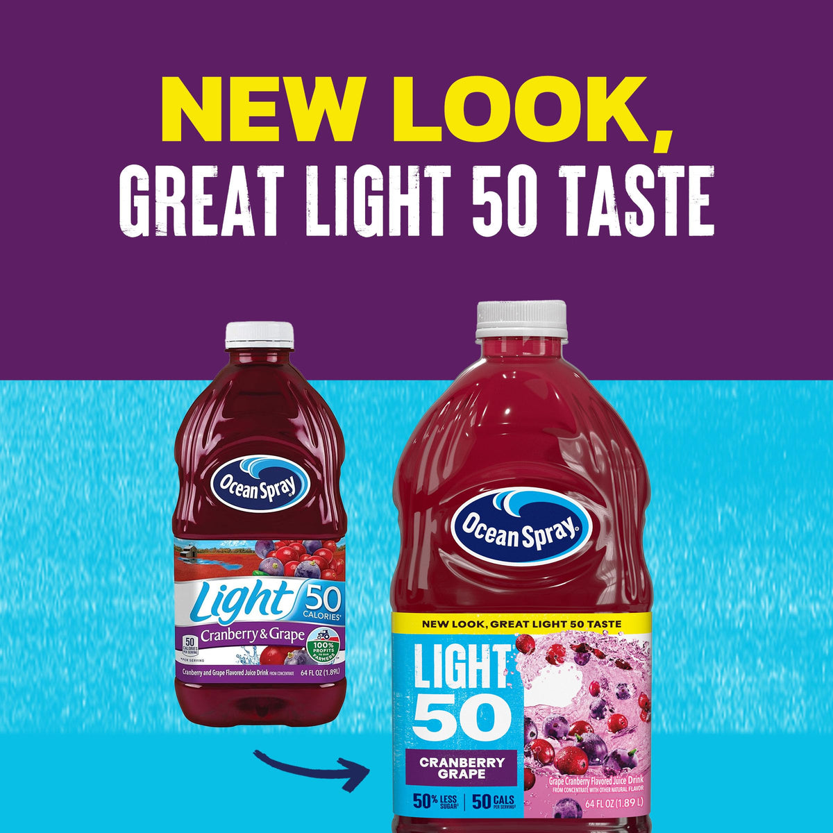Ocean Spray Cran50 Cranberry Grape Juice Drink – 64 Fl Oz Bottle (Pack of 8)