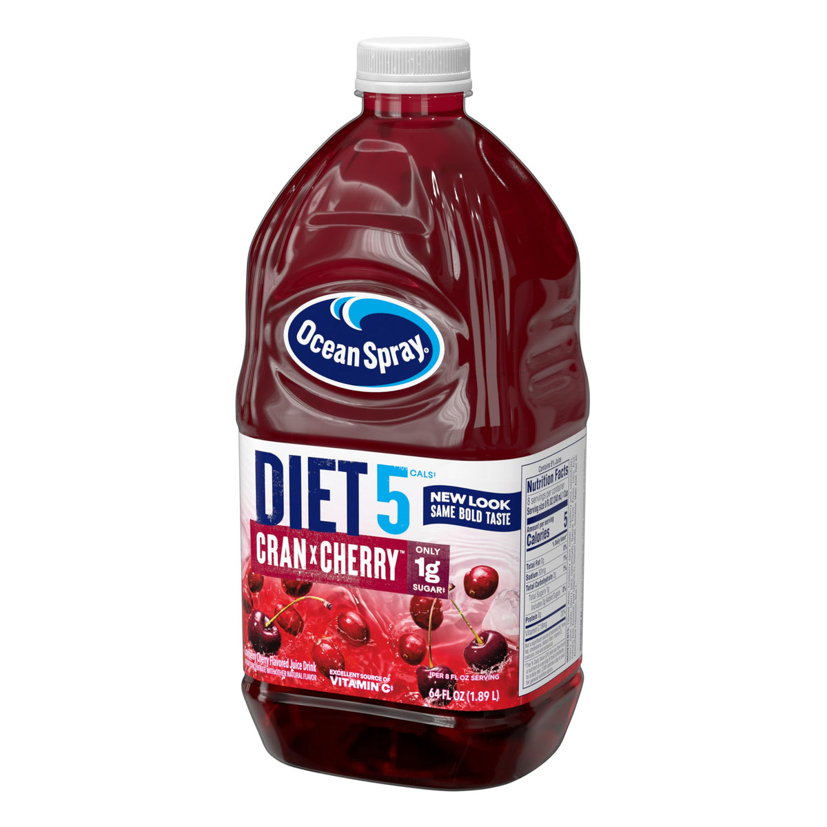 Ocean Spray Diet Cran-Cherry Cranberry Cherry Juice Drink — 64 oz Bottles (Pack of 8) | 5 Calories per 8 oz