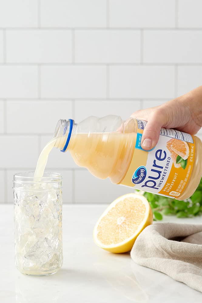 Ocean Spray Pure Unsweetened White Grapefruit Juice – 32 fl oz Bottles (Pack of 8)