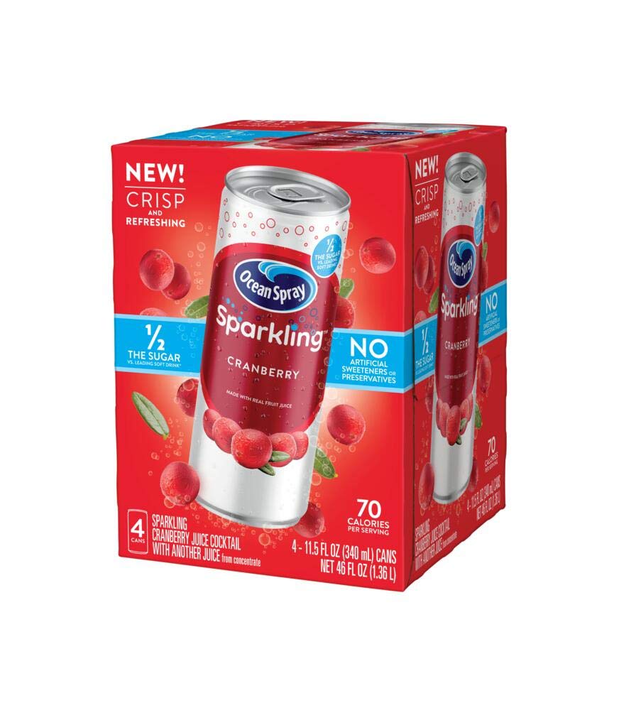 Ocean Spray Sparkling Cranberry Juice Drink – 11.5 Fl Oz Cans, Pack of 6