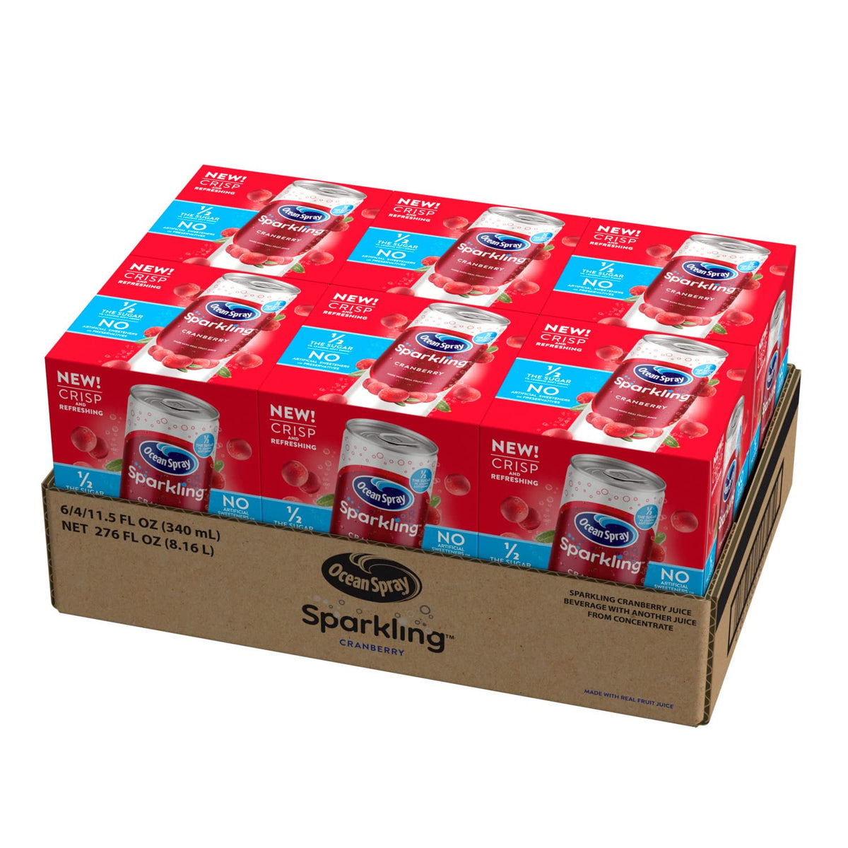 Ocean Spray Sparkling Cranberry Juice Drink – 11.5 Fl Oz Cans, Pack of 6