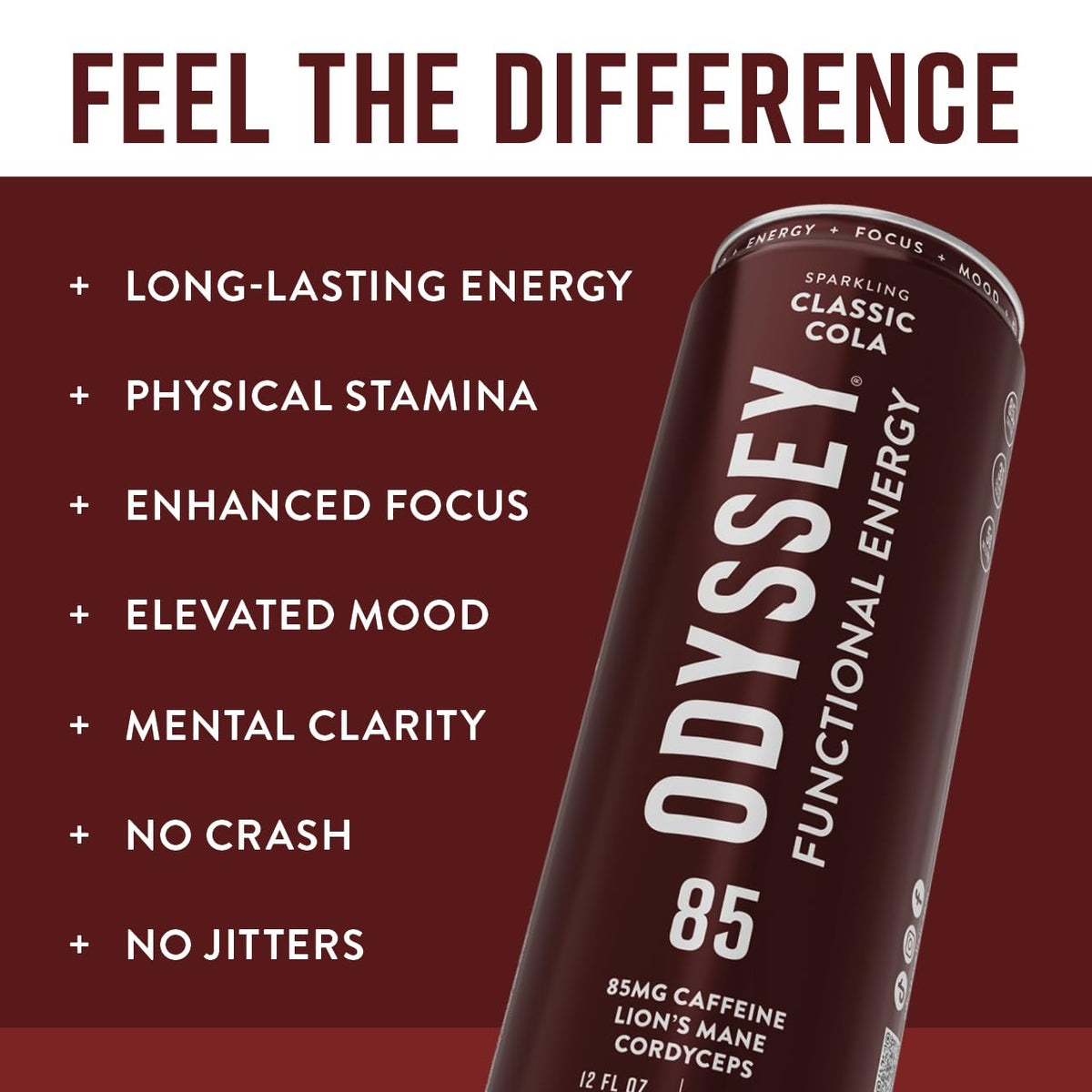 Odyssey Elixir Functional Energy Drink – Focus, Cognition & Mood Support (85mg Caffeine) 12 Pack