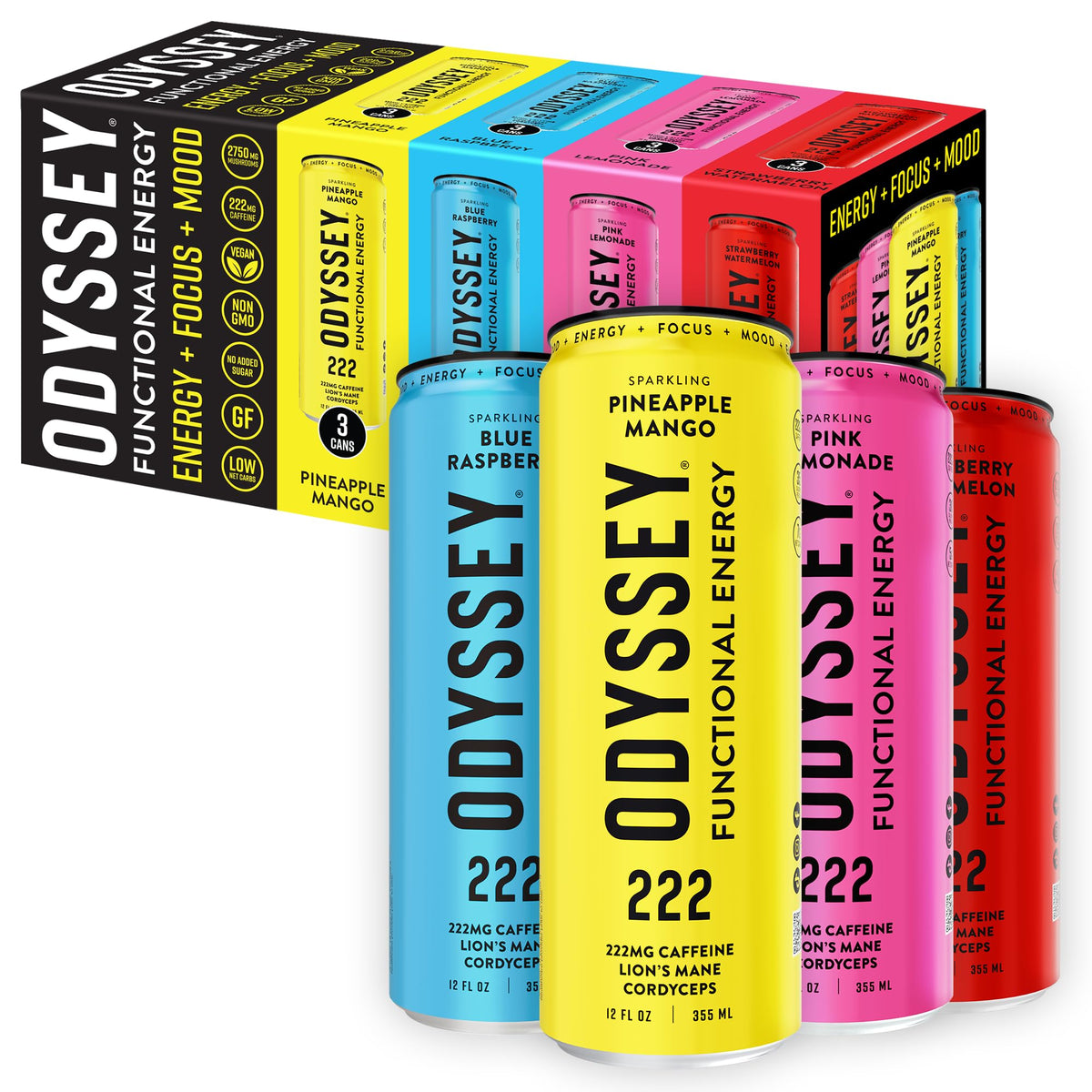 Odyssey Elixir Functional Energy Drink – Focus, Cognition & Mood Support (12-Pack)