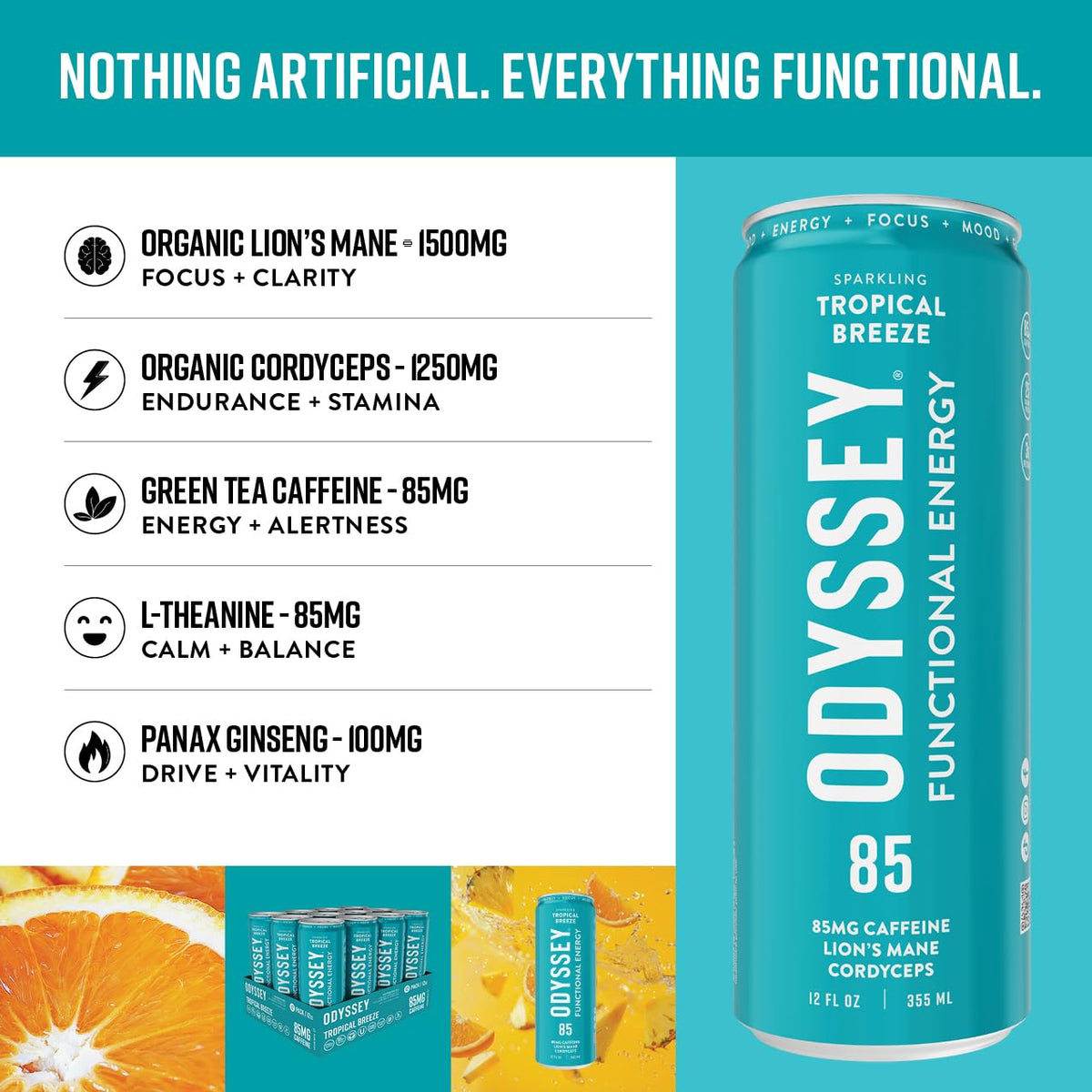 Odyssey Elixir Functional Energy Drink – Focus, Cognition & Mood Support (12 Pack)