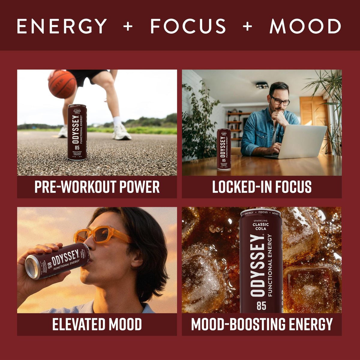 Odyssey Elixir Functional Energy Drink – Focus, Cognition & Mood Support (85mg Caffeine) 12 Pack