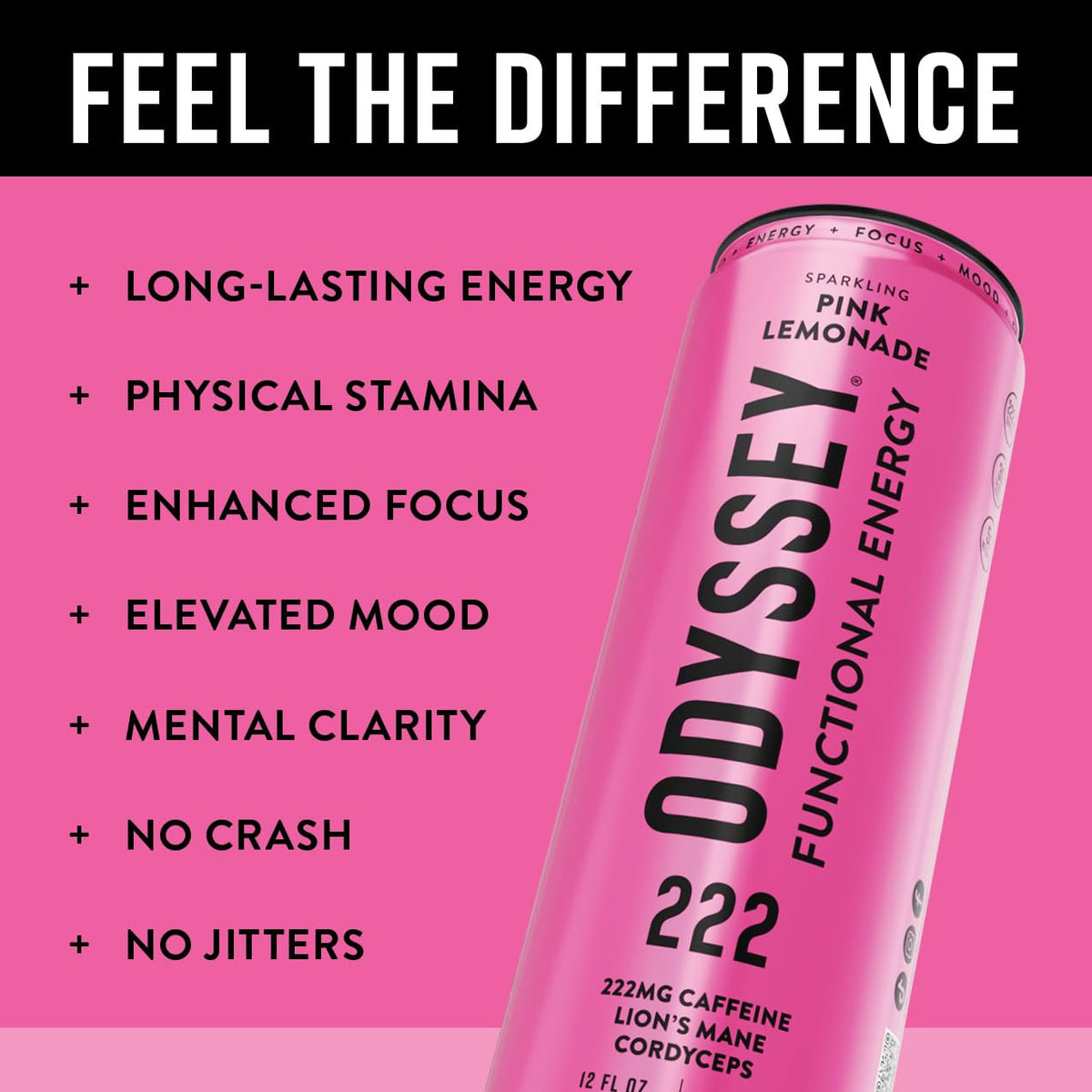 Odyssey Elixir Functional Energy Drink – 222 mg Caffeine for Focus & Mood (12 Pack)