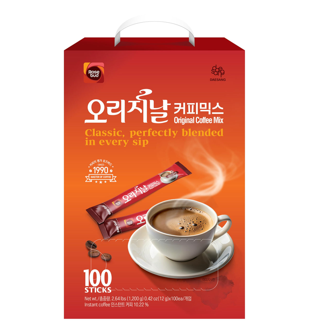O’Food Rosebud Coffee Mix 100 Sticks – Korean 3-in-1 Espresso Mocha