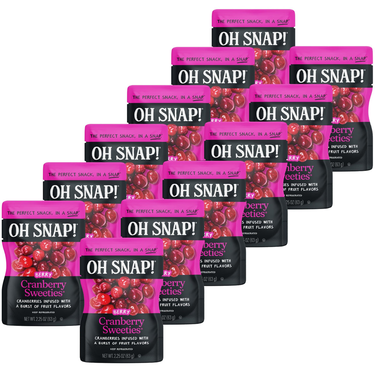 Oh Snap! Cranberry Sweeties (12 Pack) - Infused Cranberries with Fruit Juices - Ready-to-Eat, Gluten-Free Snack