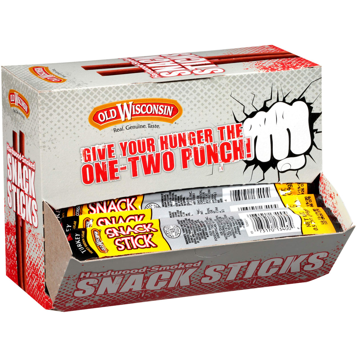 Old Wisconsin Honey Turkey Snack Sticks – High Protein, Low Carb, Gluten Free, 42-Count Box