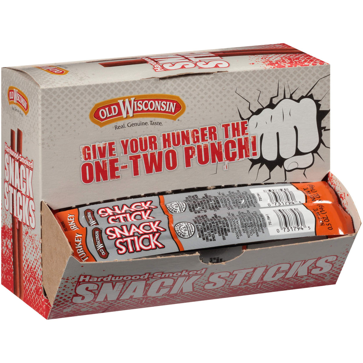 Old Wisconsin Turkey Snack Sticks — Naturally Smoked, High Protein, Gluten Free, 42-Count Box