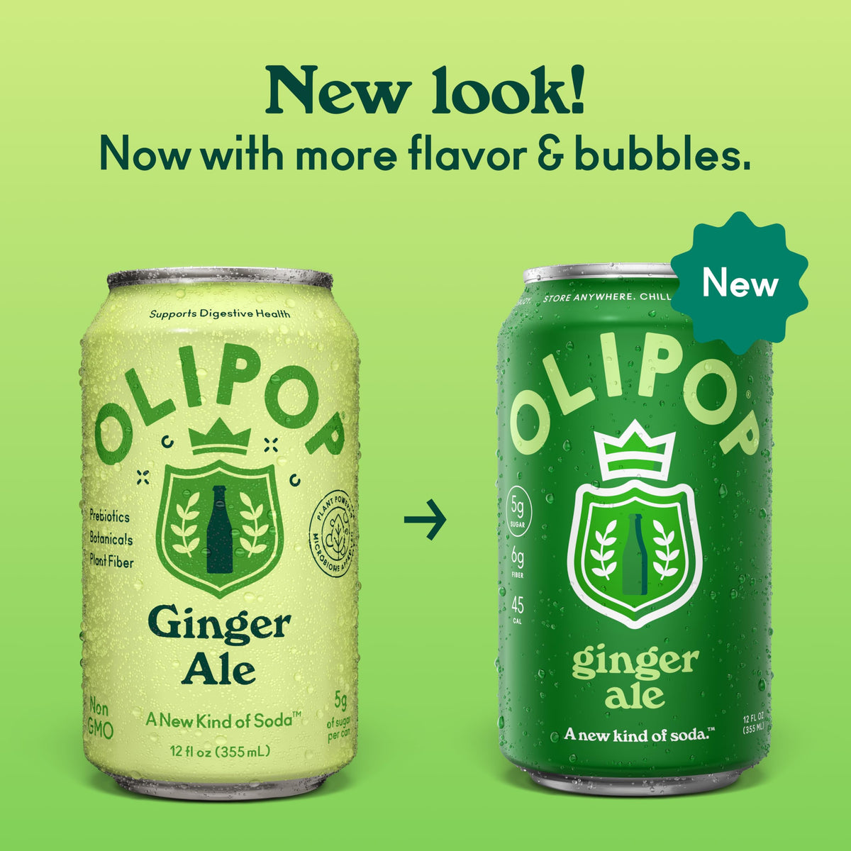 OLIPOP Ginger Ale Pantry Pack – Prebiotic Soda with Fiber, Gluten Free, GMO Free, 12 oz (12-Pack)