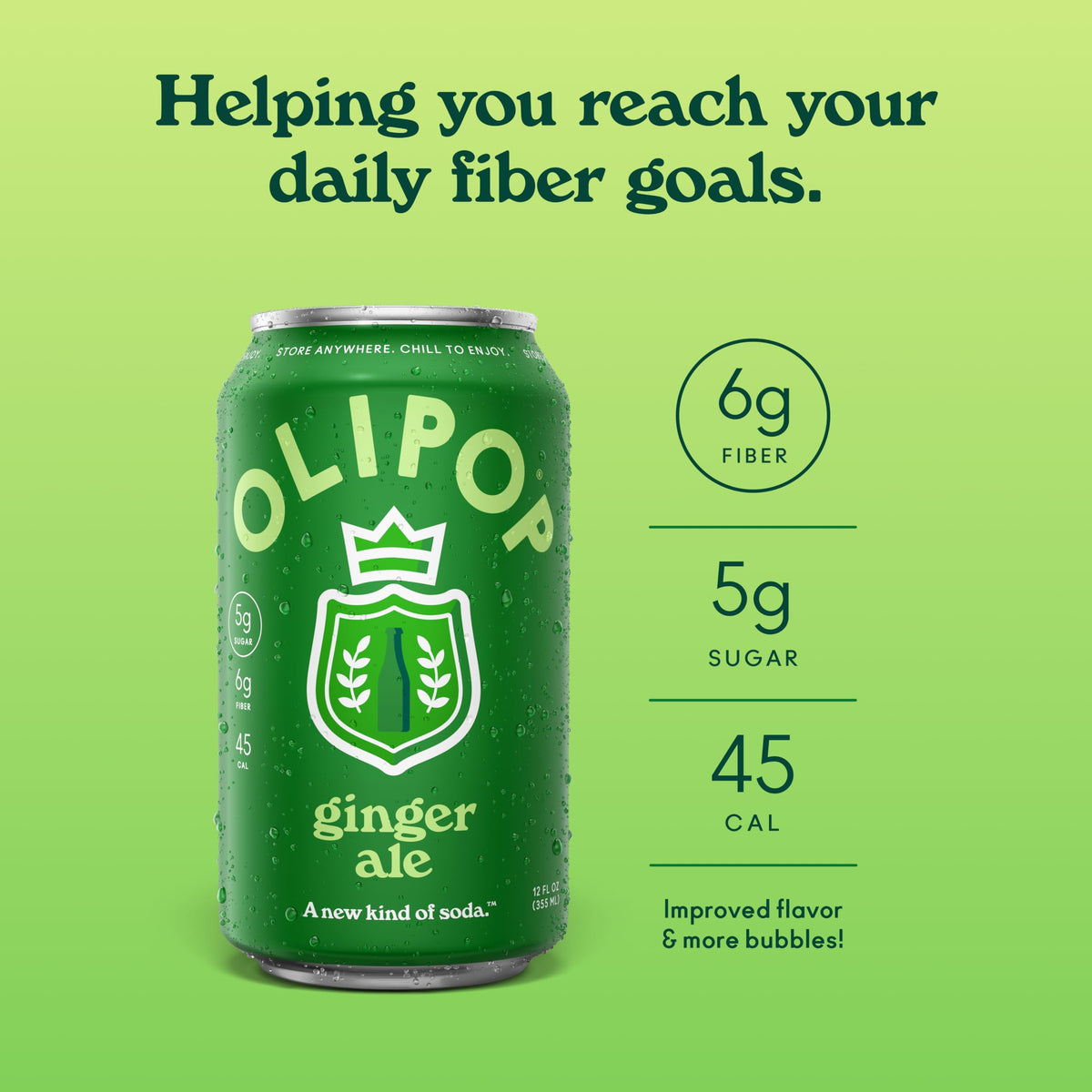 OLIPOP Ginger Ale Pantry Pack – Prebiotic Soda with Fiber, Gluten Free, GMO Free, 12 oz (12-Pack)