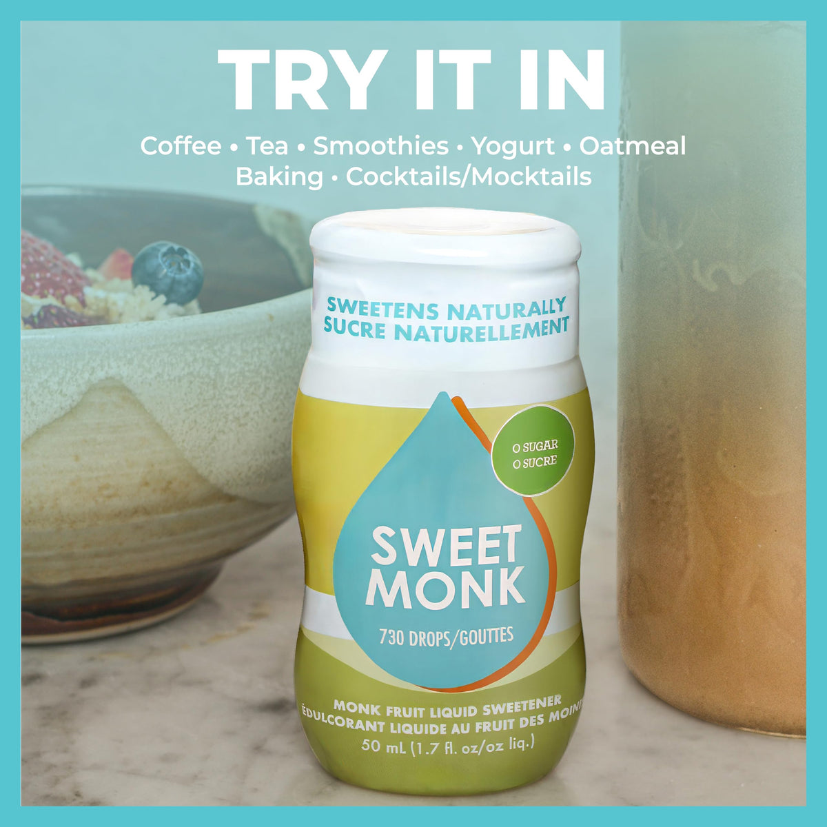OLÜ NATURALS SweetMonk Monk Fruit Liquid Sweetener - 50ml, 0 Calorie, Keto Friendly - 3-Pack