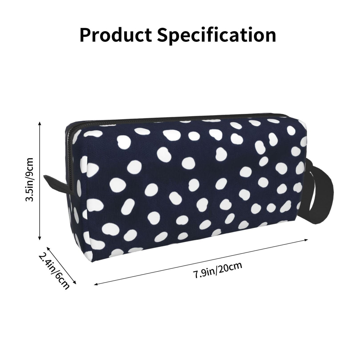 OLUSENMO White Doodle Polka Dot Makeup Bag for Women with Wrist Strap