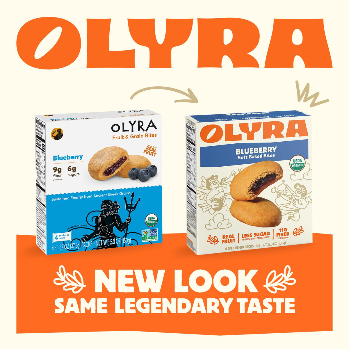 Olyra Organic Soft Baked Blueberry Bars – High Fiber Vegan Breakfast Snacks (Pack of 24)
