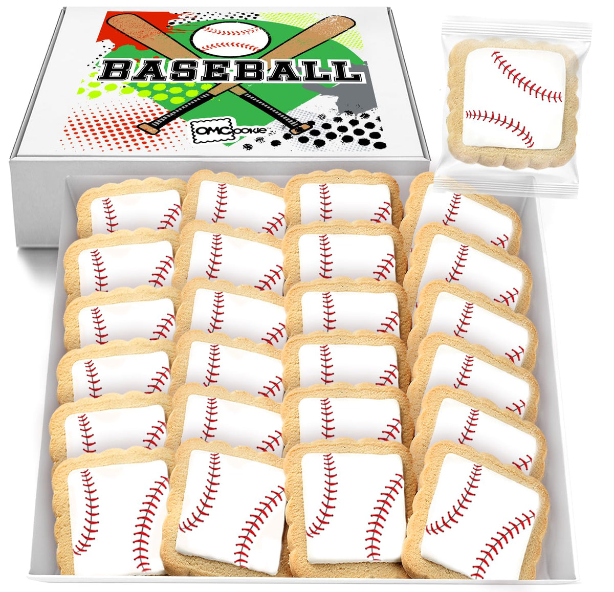 OMCookie Baseball Cookies – 24 Pack, Individually Wrapped Party Favors