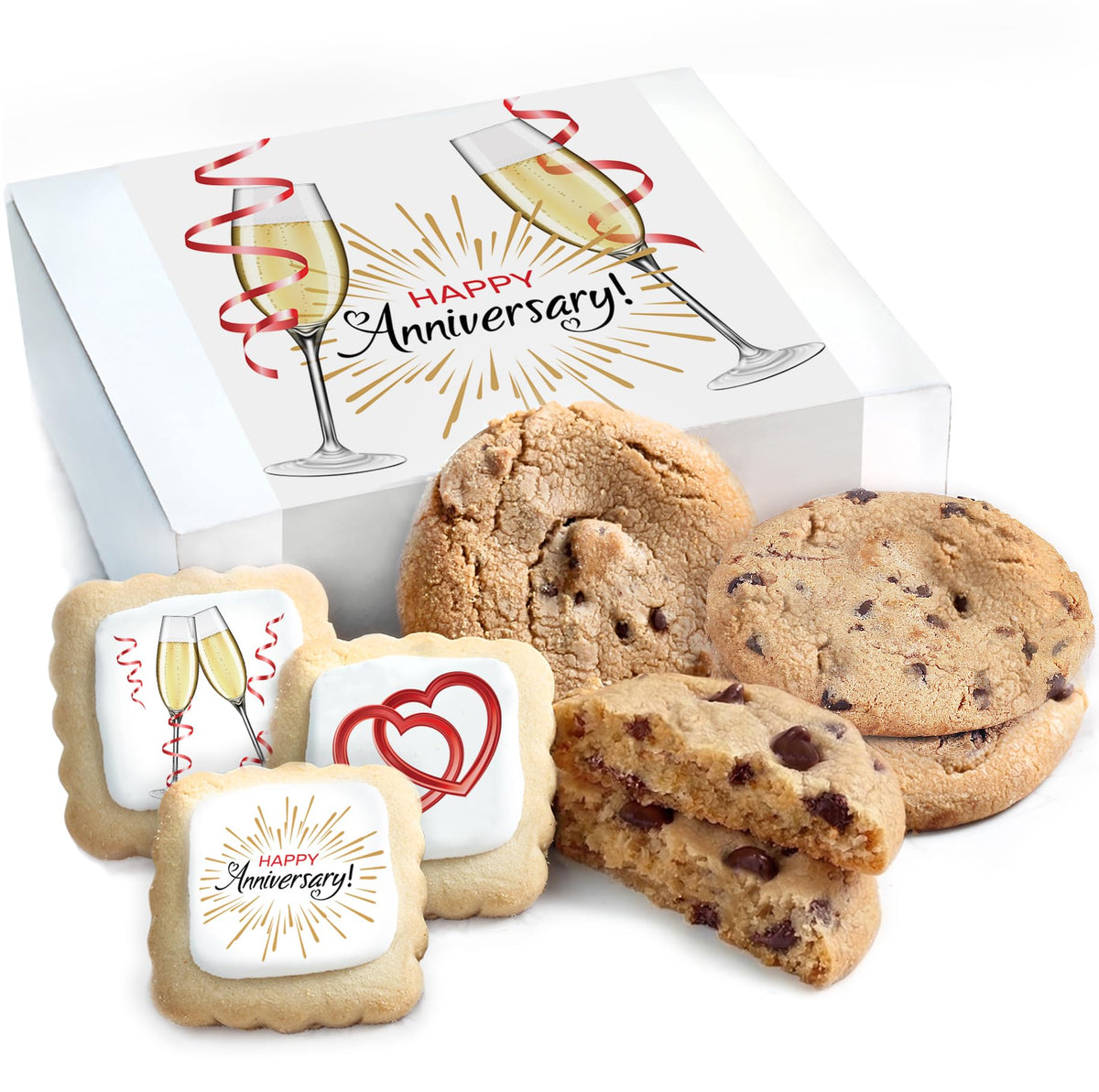 OMCookie Happy Anniversary Cookies Gift Basket – Nut Free, Individually Wrapped Large Cookies