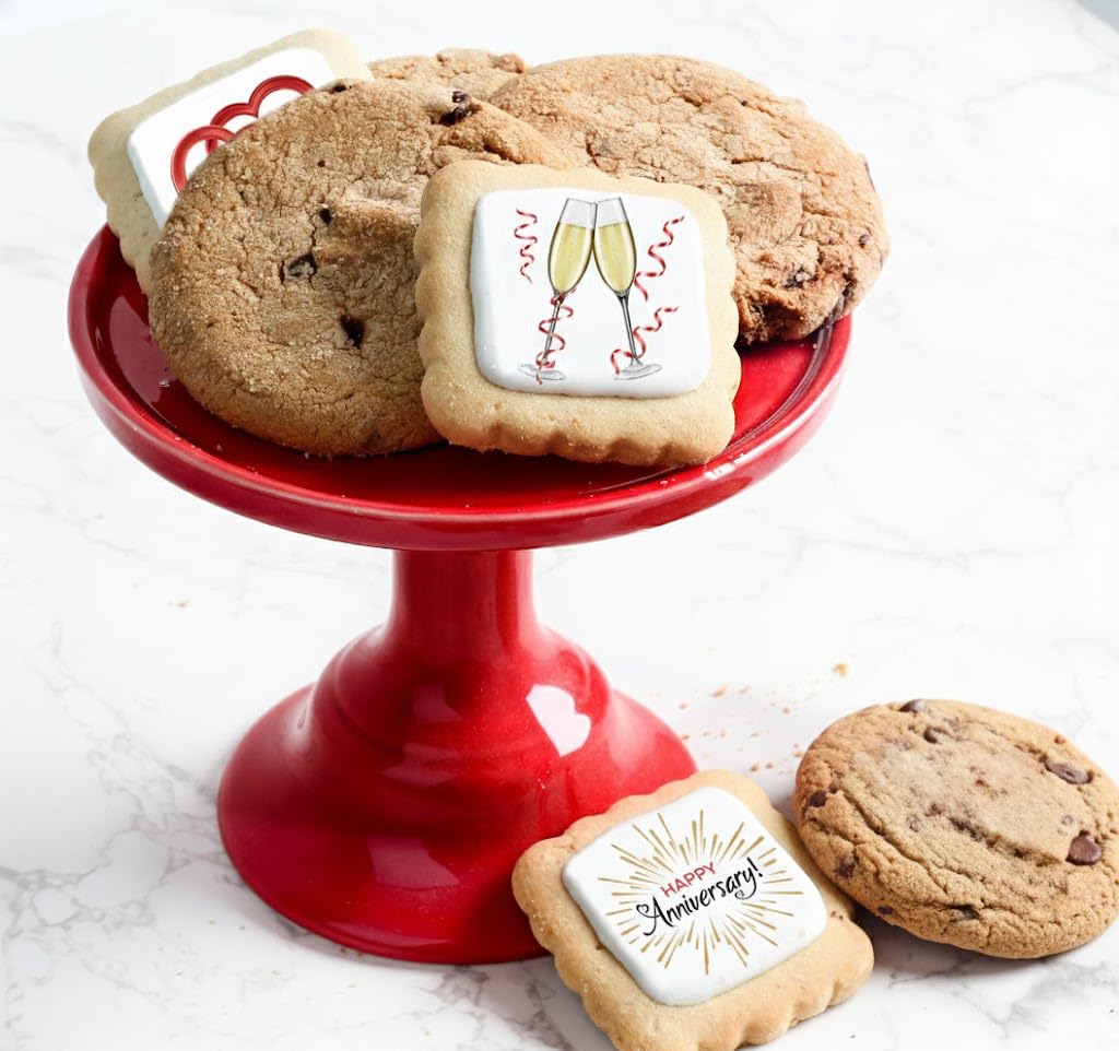 OMCookie Happy Anniversary Cookies Gift Basket – Nut Free, Individually Wrapped Large Cookies