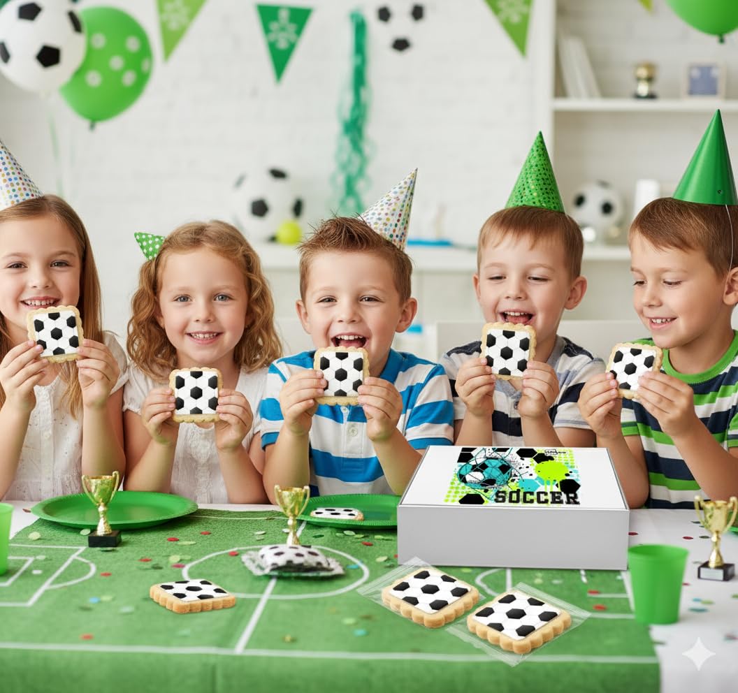 OMCookie Soccer Themed Cookies Bulk - 24 Individually Wrapped Party Favors