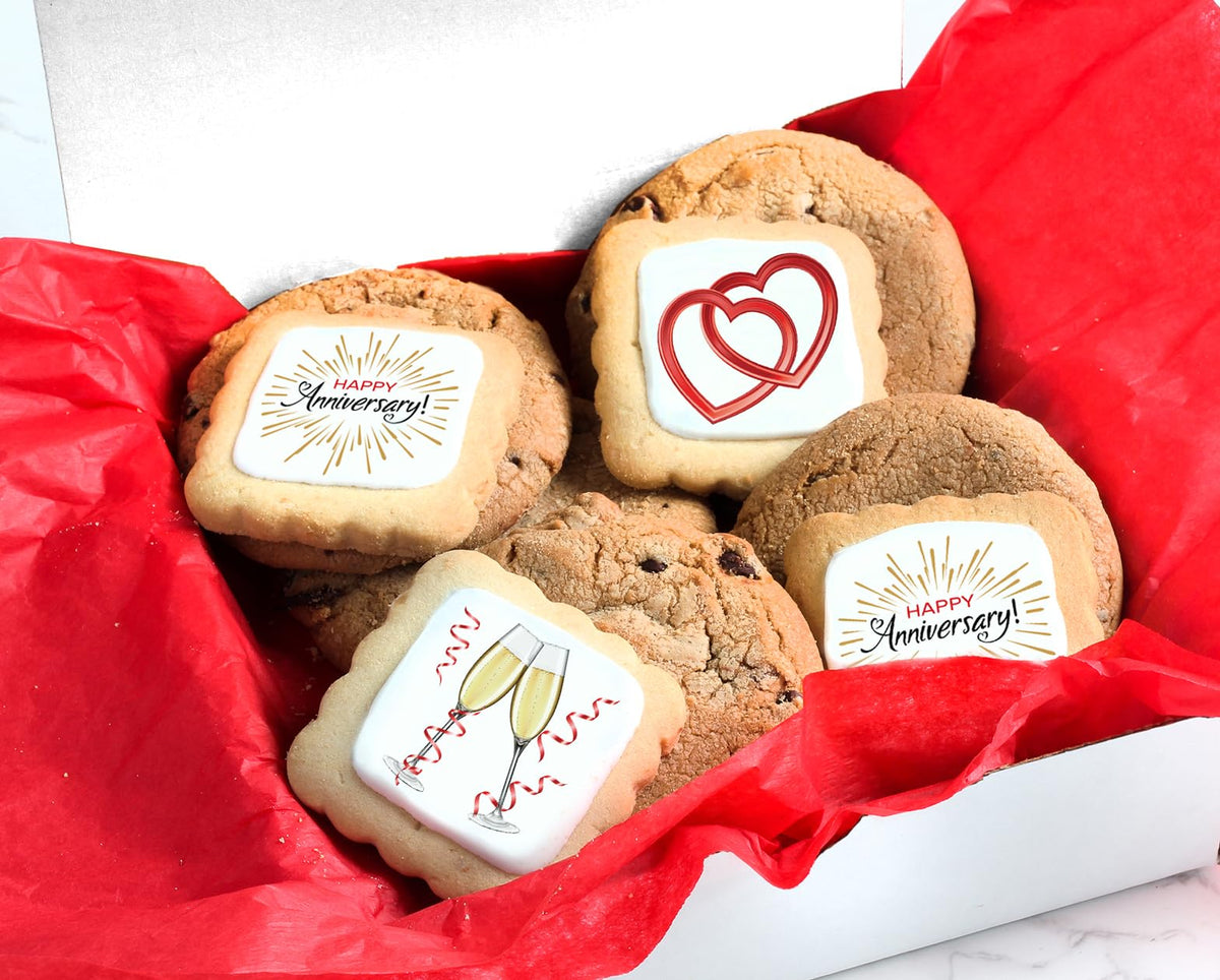 OMCookie Happy Anniversary Cookies Gift Basket – Nut Free, Individually Wrapped Large Cookies