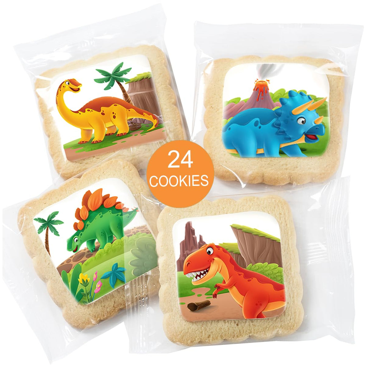 OMCookie Dinosaur Cookies - Individually Wrapped 24-Pack Party Favors