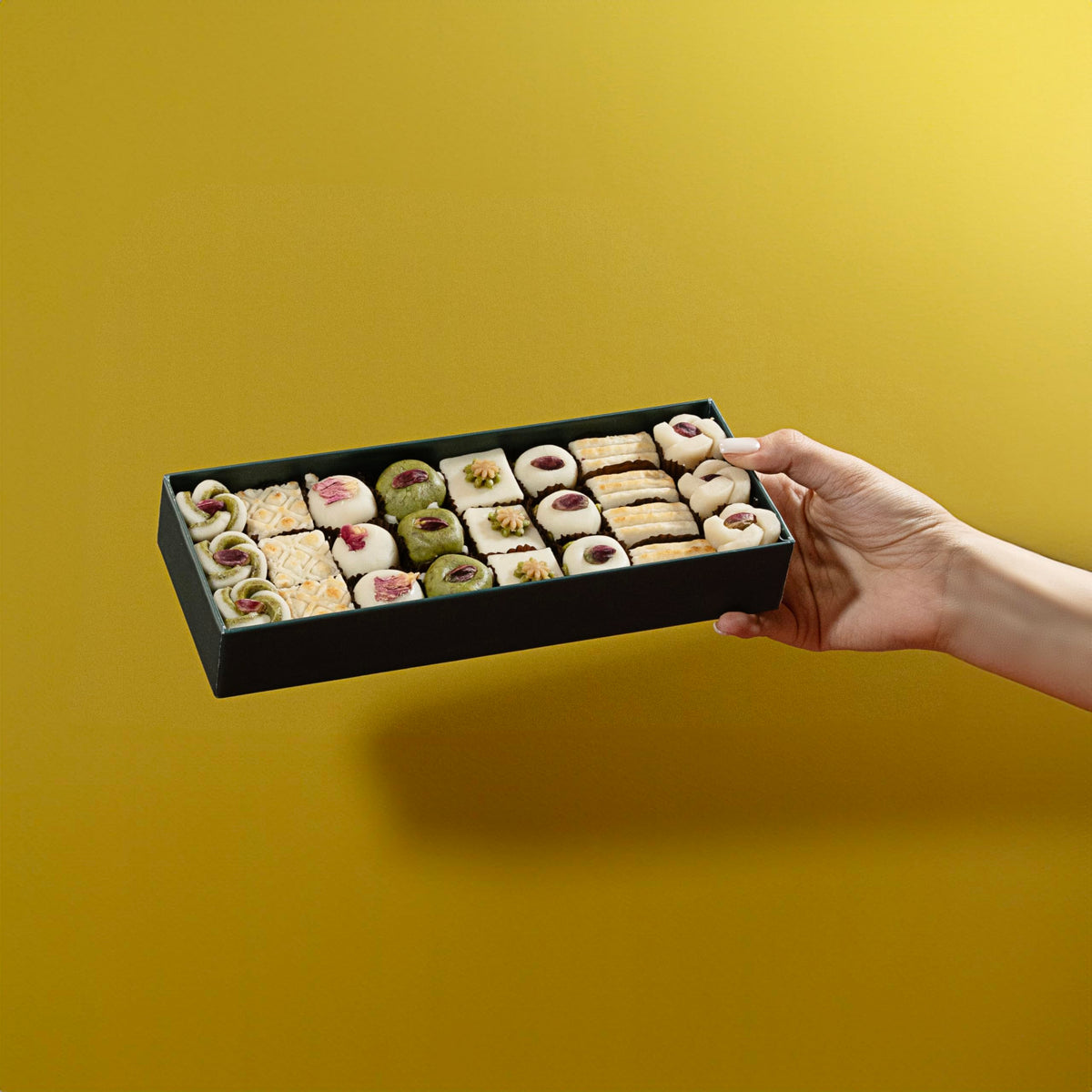 OMNIYA Delicacy Marzipan Lozina Box – Premium Pistachio & Rose Marzipan, 25 Pieces (1 lb)